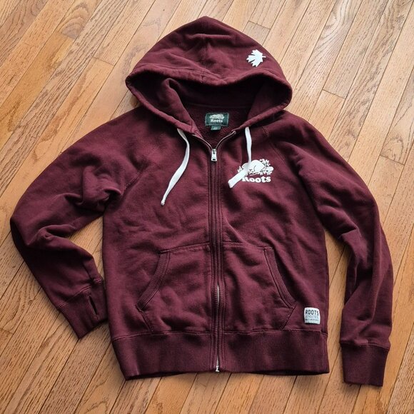Roots Full Zip Hoodie Maroon/Burgundy Small - Picture 1 of 9